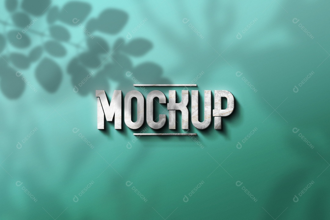 Mockup Logo Prata Fundo Azul Claro PSD