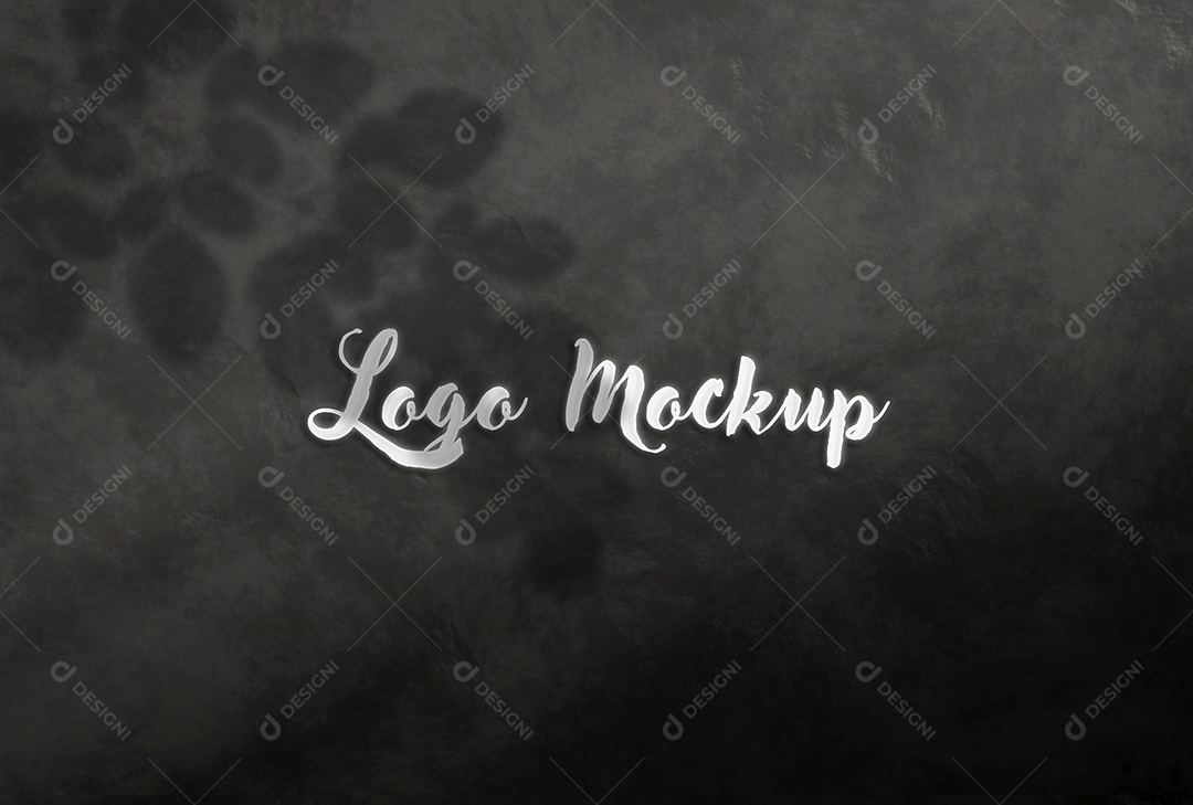 Mockup Logo Prata Fuso Preto PSD