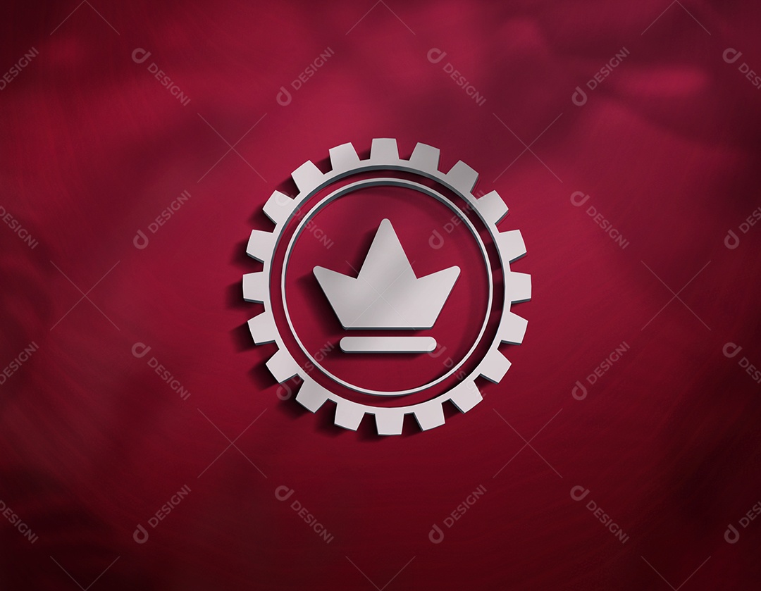 Mockup Logo Prata Fundo Vermelho PSD