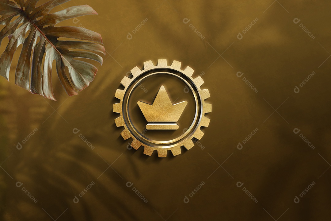 Mockup Logo Amarelo Com Folha Fundo Amarelo PSD