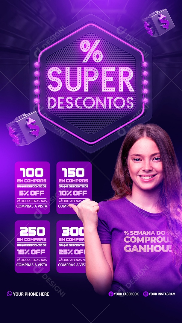 Story Super Desconto em Comprar a Vistá Social Media PSD Editável