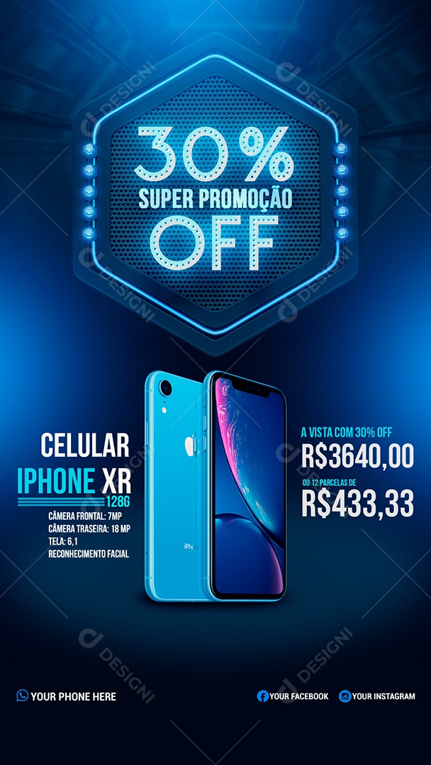 Story Super Promoção de Ofertas Celular Iphone Social Media PSD Editável