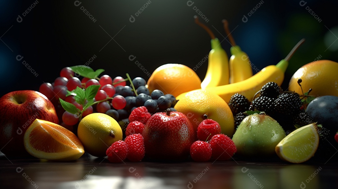 Frutas saudáveis e frescas sobre fundo isolado