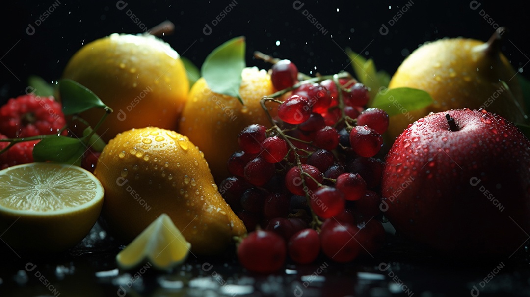 Frutas saudáveis e frescas sobre fundo isolado