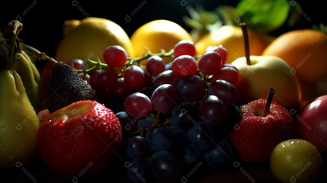 Frutas saudáveis e frescas sobre fundo isolado