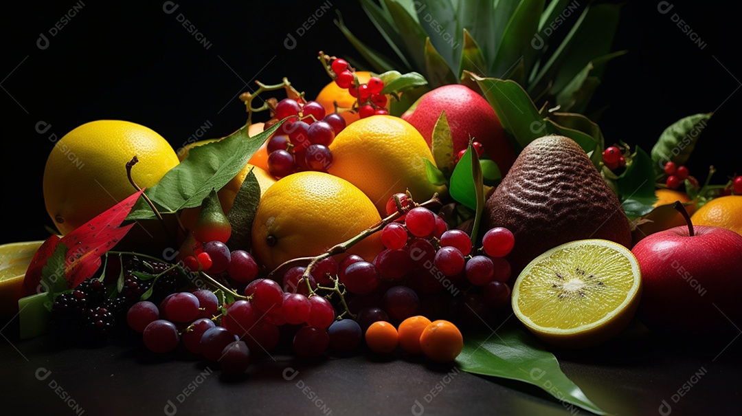 Frutas sobre cesta saudáveis e frescas sobre fundo isolado