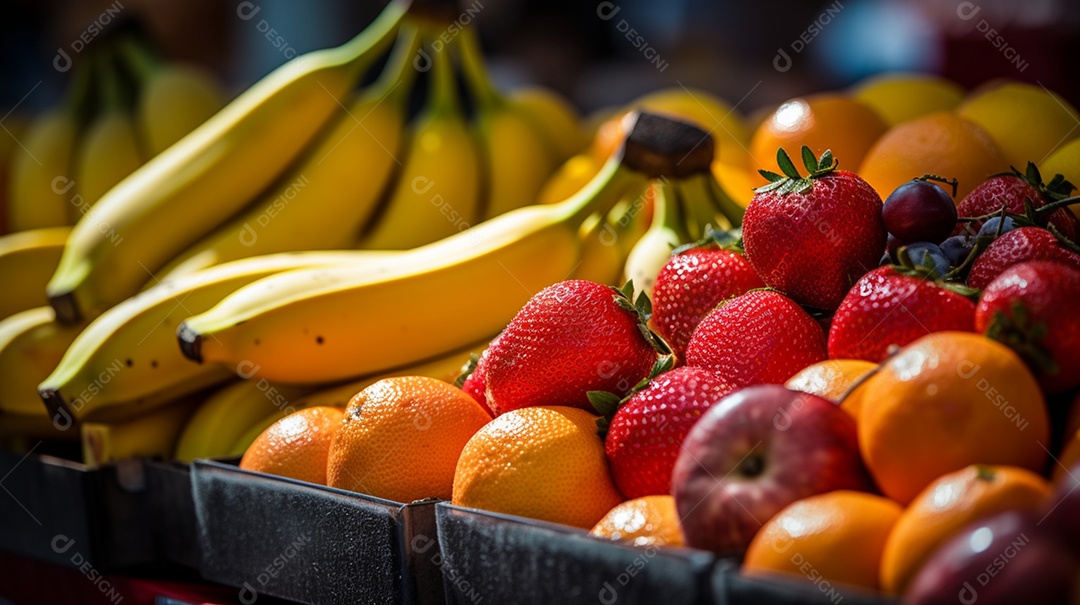 Frutas saudáveis e frescas sobre fundo isolado