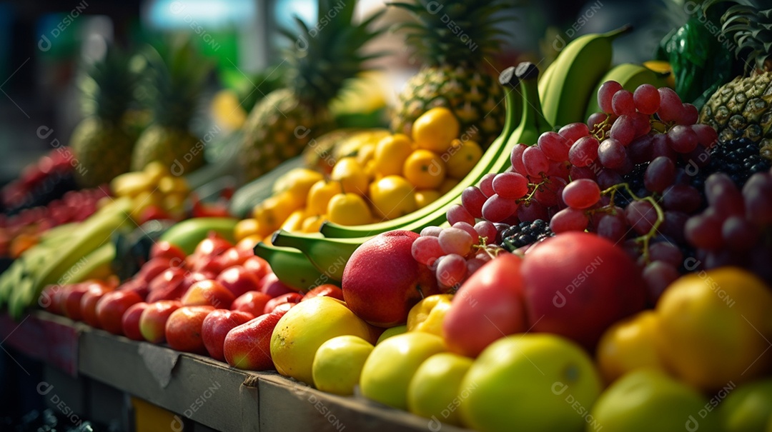Frutas saudáveis e frescas sobre fundo isolado