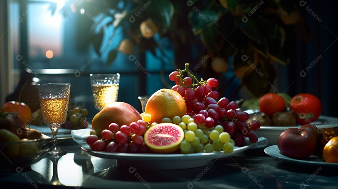 Frutas saudáveis e frescas sobre fundo isolado