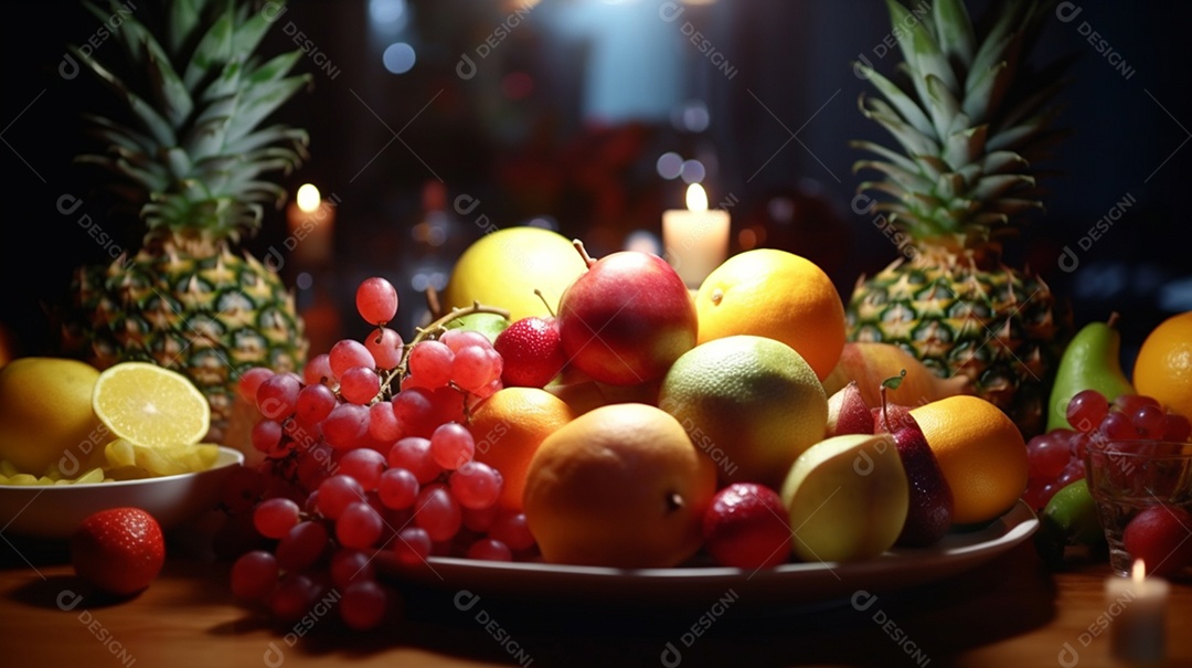 Frutas saudáveis e frescas sobre fundo isolado