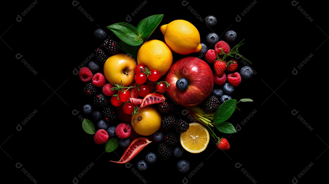 Frutas saudáveis e frescas sobre fundo isolado