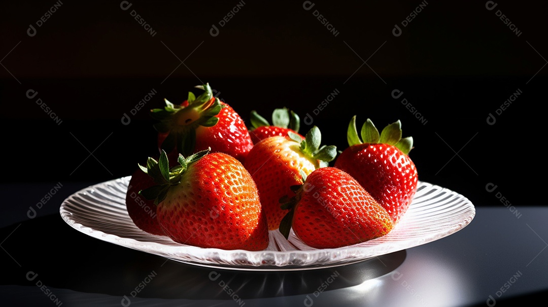 Frutas morango sobre prato