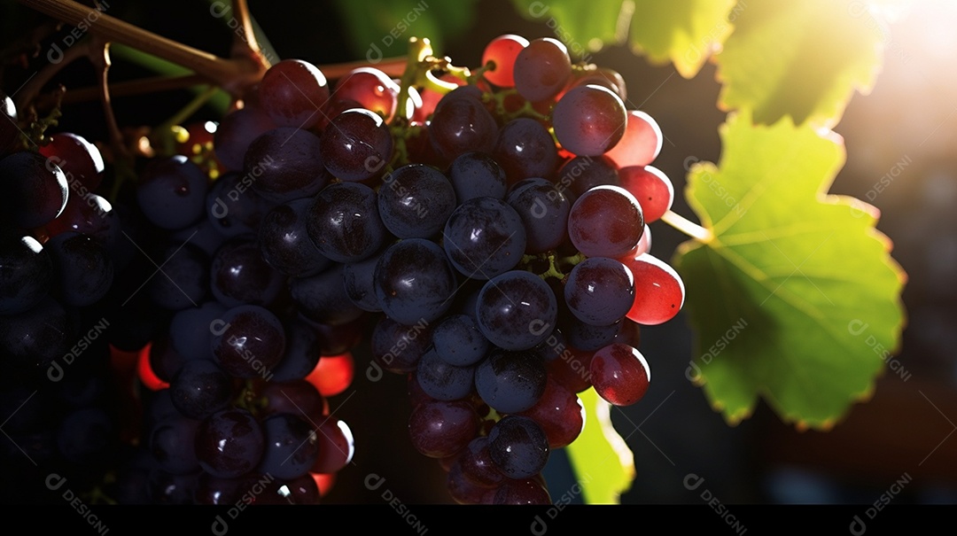 Uvas sobre uma mesa de madeira