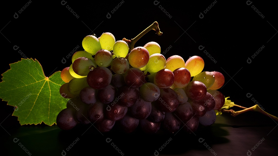 Uvas sobre uma mesa de madeira