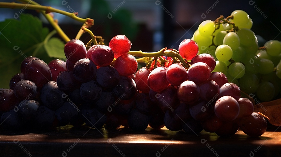 Frutas vermelhas sobre uma mesa de madeira