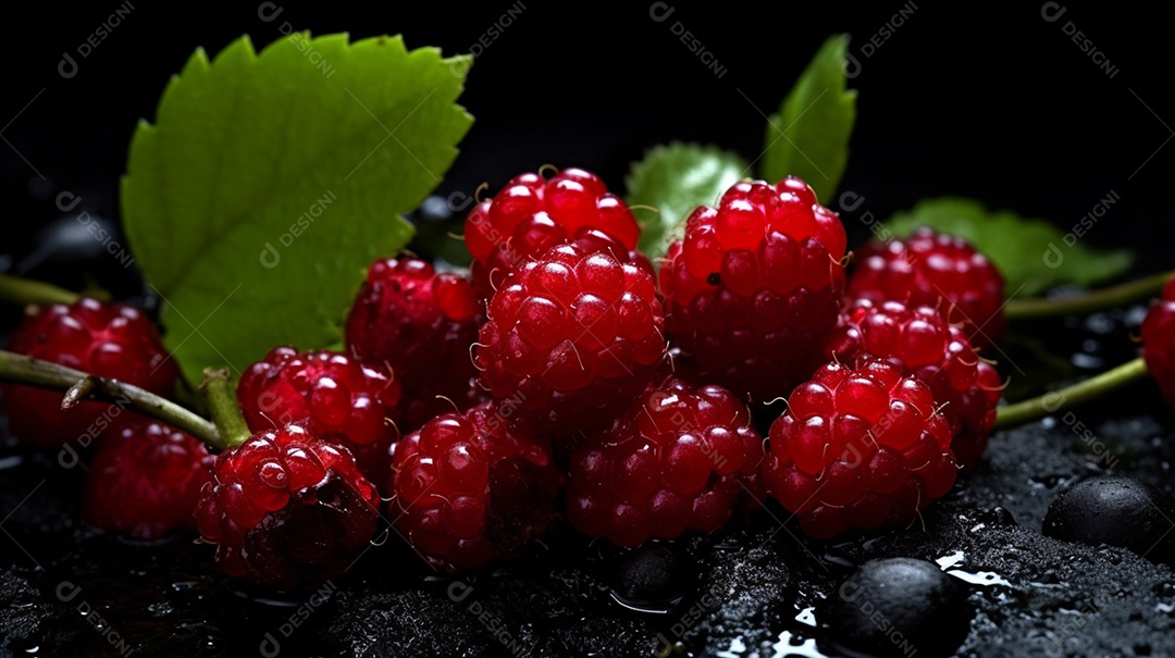 Frutas vermelhas sobre uma mesa de madeira