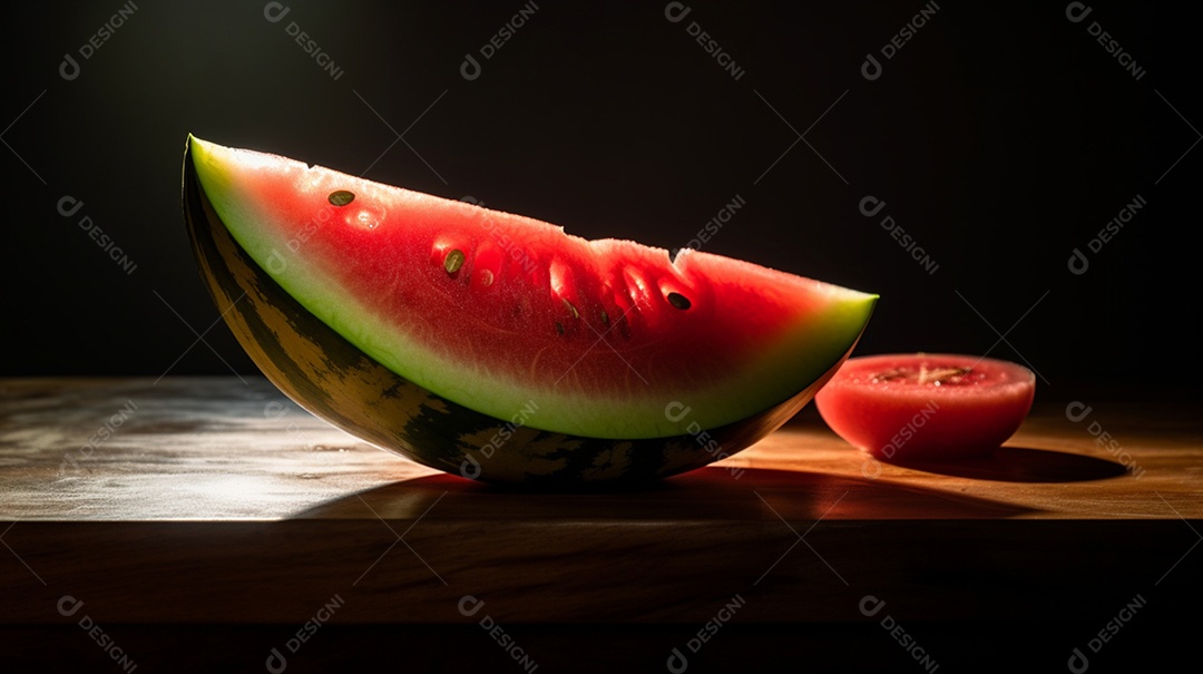 Frutas sobre tábua de madeira em uma mesa de madeira