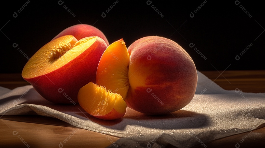 Frutas deliciosa partido ao meio sobre fundo isolado