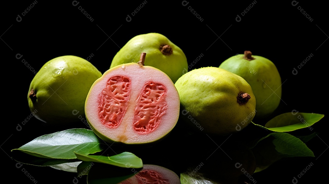 Frutas partido ao meio deliciosa sobre fundo isolado