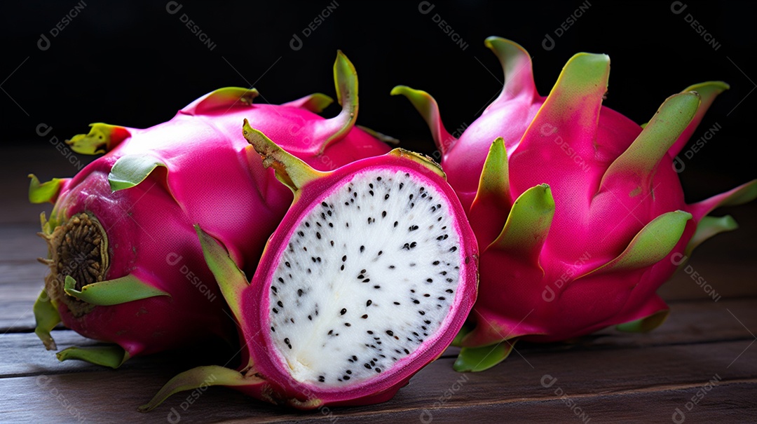 Pitaia fresca suculentas e saborosas sobre fundo isolado