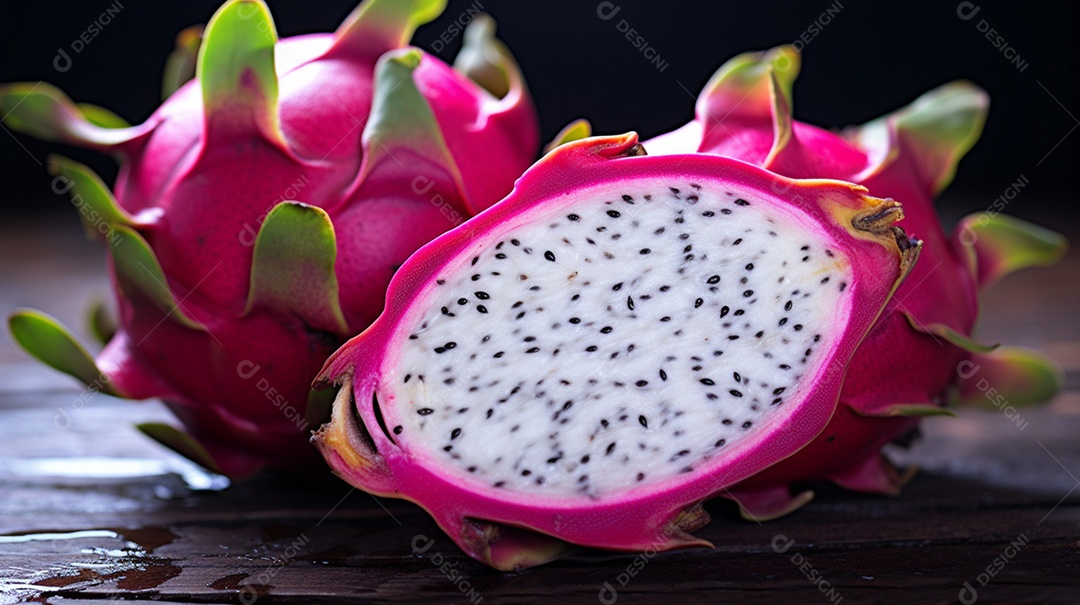 Pitaia fresca suculentas e saborosas sobre fundo isolado