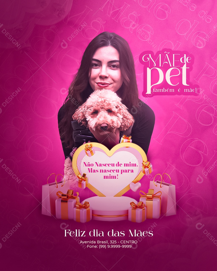 Mãe de Pet também e Mãe feliz dia das Mães Social Media PSD Editável