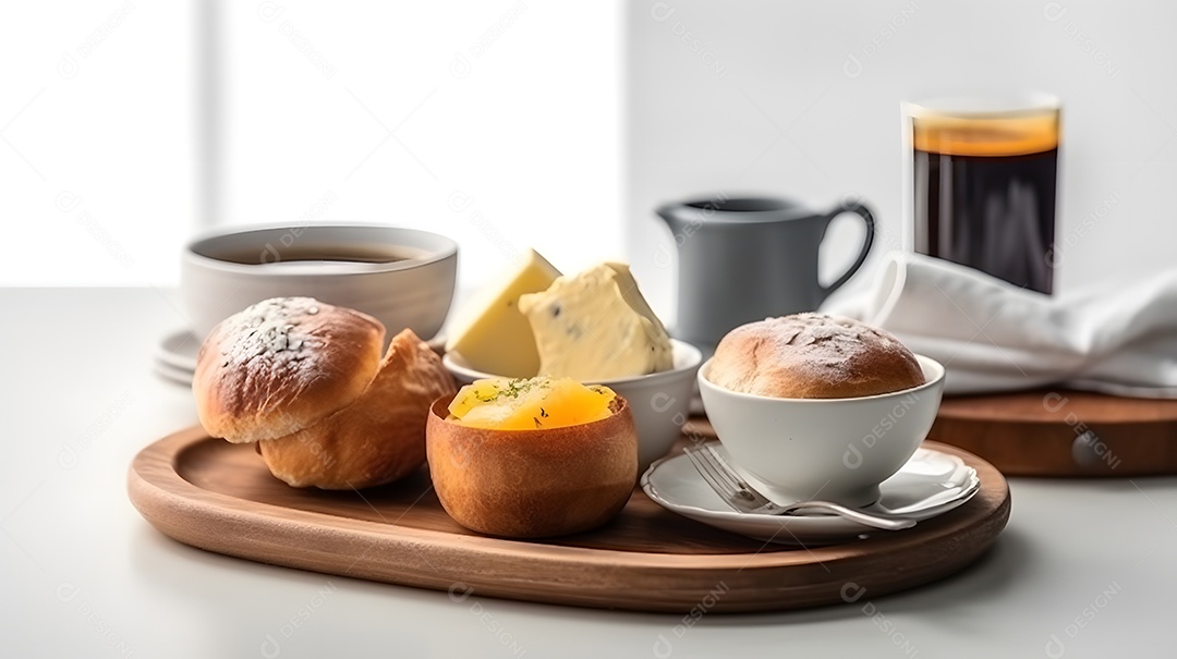 Mesa de café da manhã sobre uma de padaria