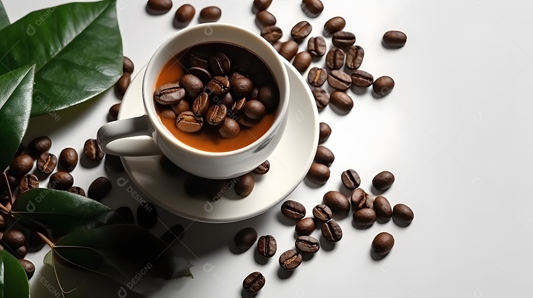 Xícara de café sobre uma mesa de padaria