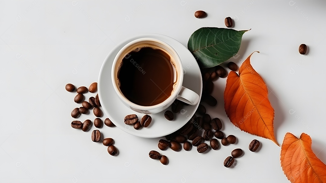 Xícara de café sobre uma mesa de padaria