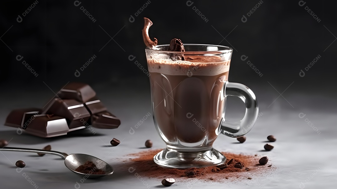 Xícara de café sobre uma mesa de padaria