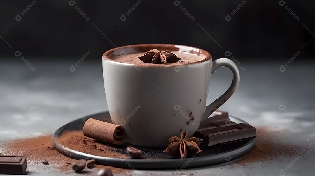 Xícara de café sobre uma mesa de padaria