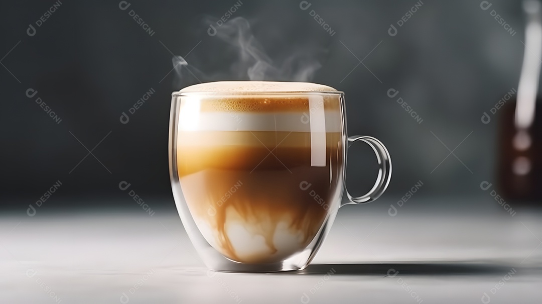 Copo de capuccino sobre uma mesa