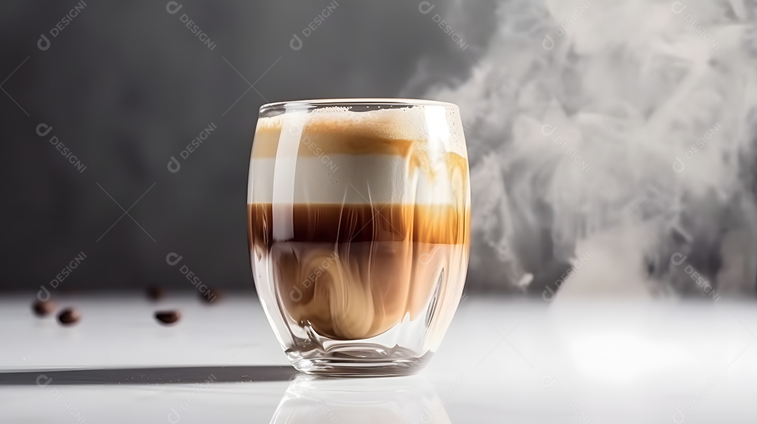 Copo de capuccino sobre uma mesa