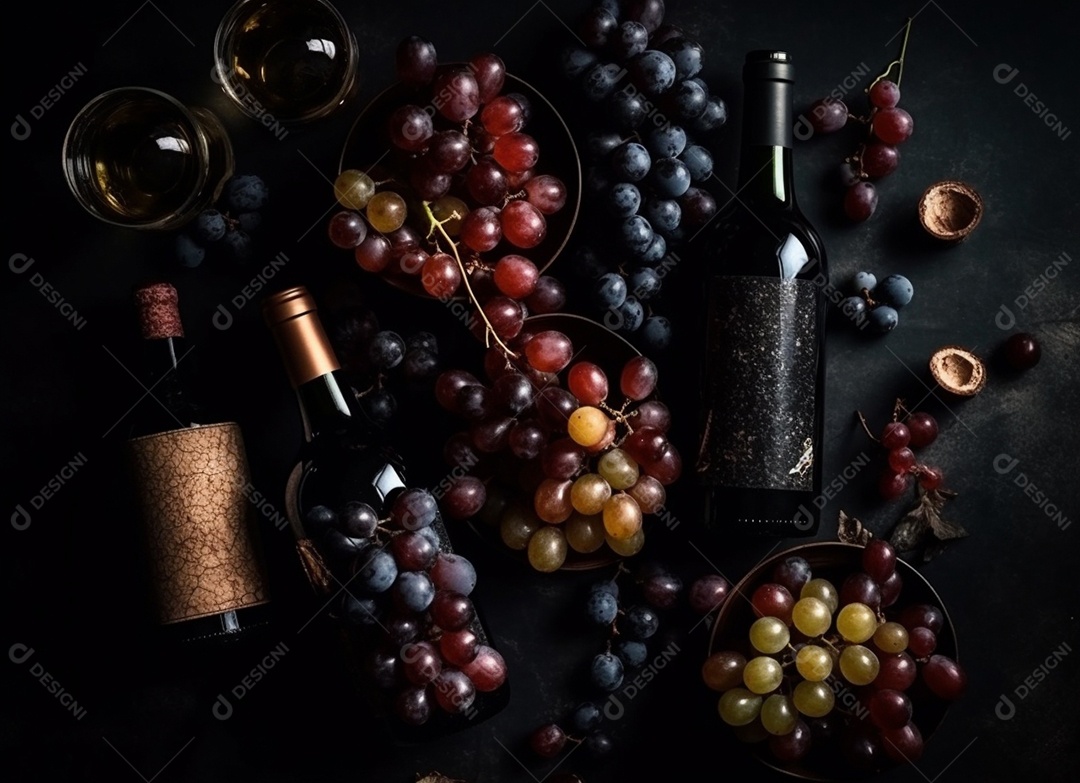 Garrafas de vinho sobre fundo isolado