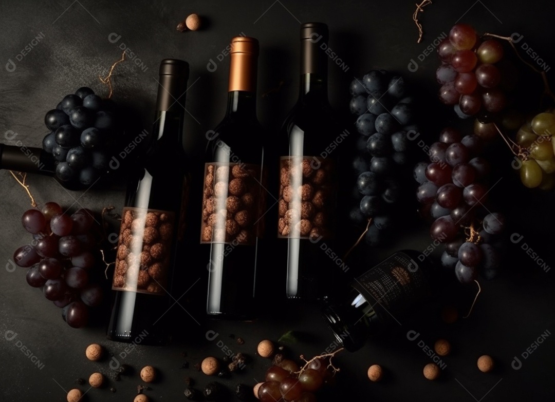 Garrafas de vinho sobre fundo isolado