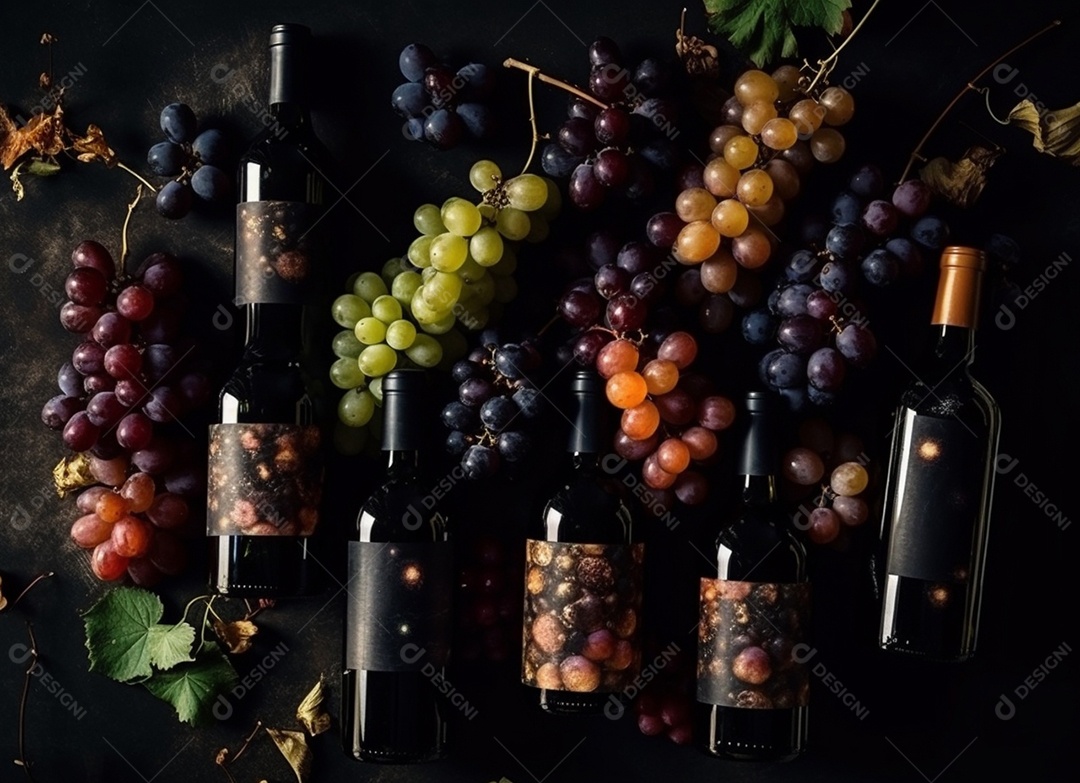 Garrafas de vinho sobre fundo isolado