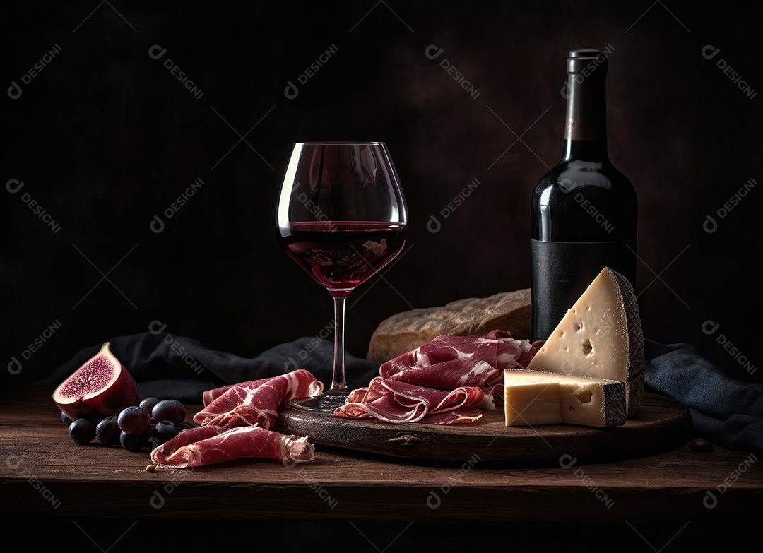 Arranjo de comidas sobre uma mesa de madeira