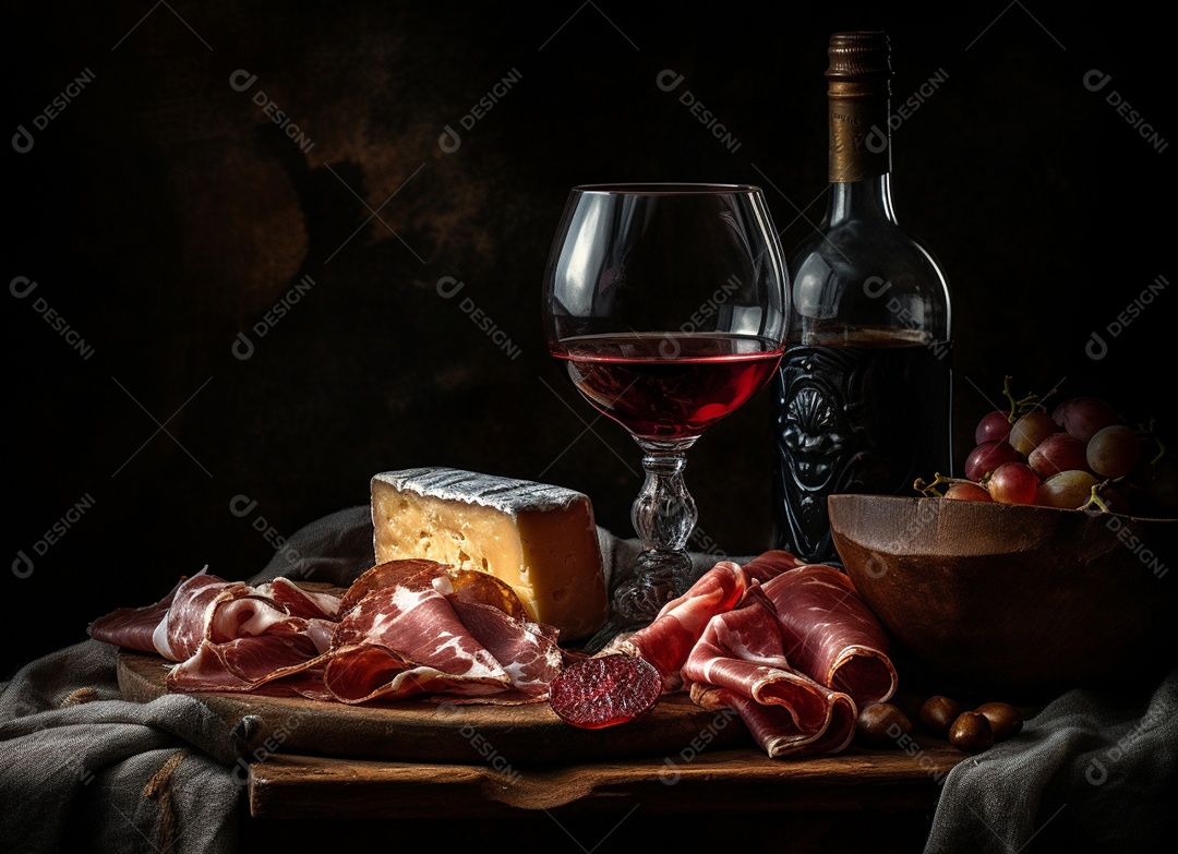 Taças de vidro bebida vinho sobre uma mesa de comida banquete