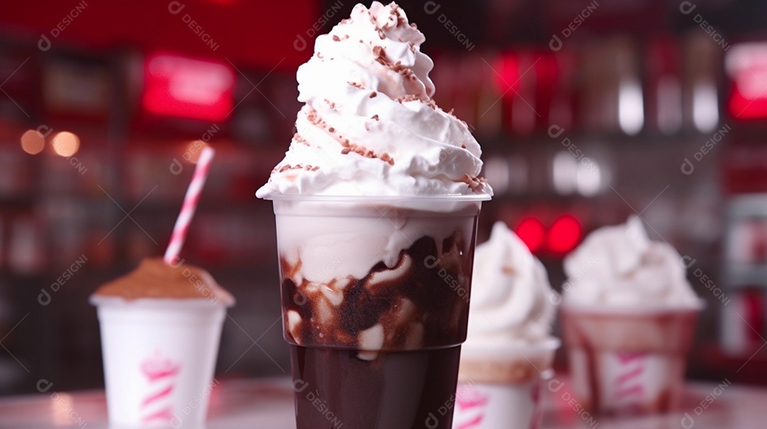 Copos de Sorvete saborosos sobre fundo isolado