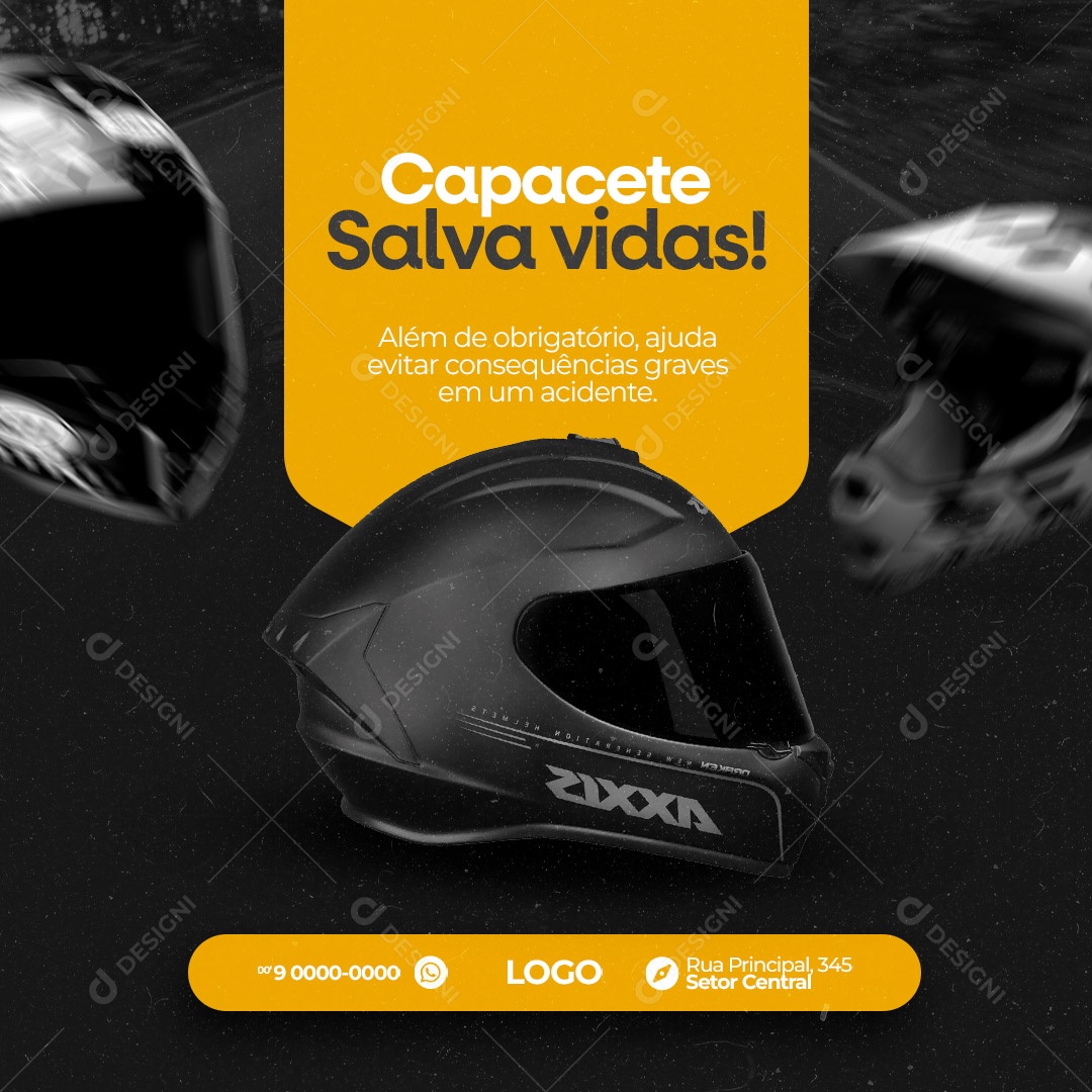 Capacete Salva Vidas! Autoescola Social Media PSD Editável