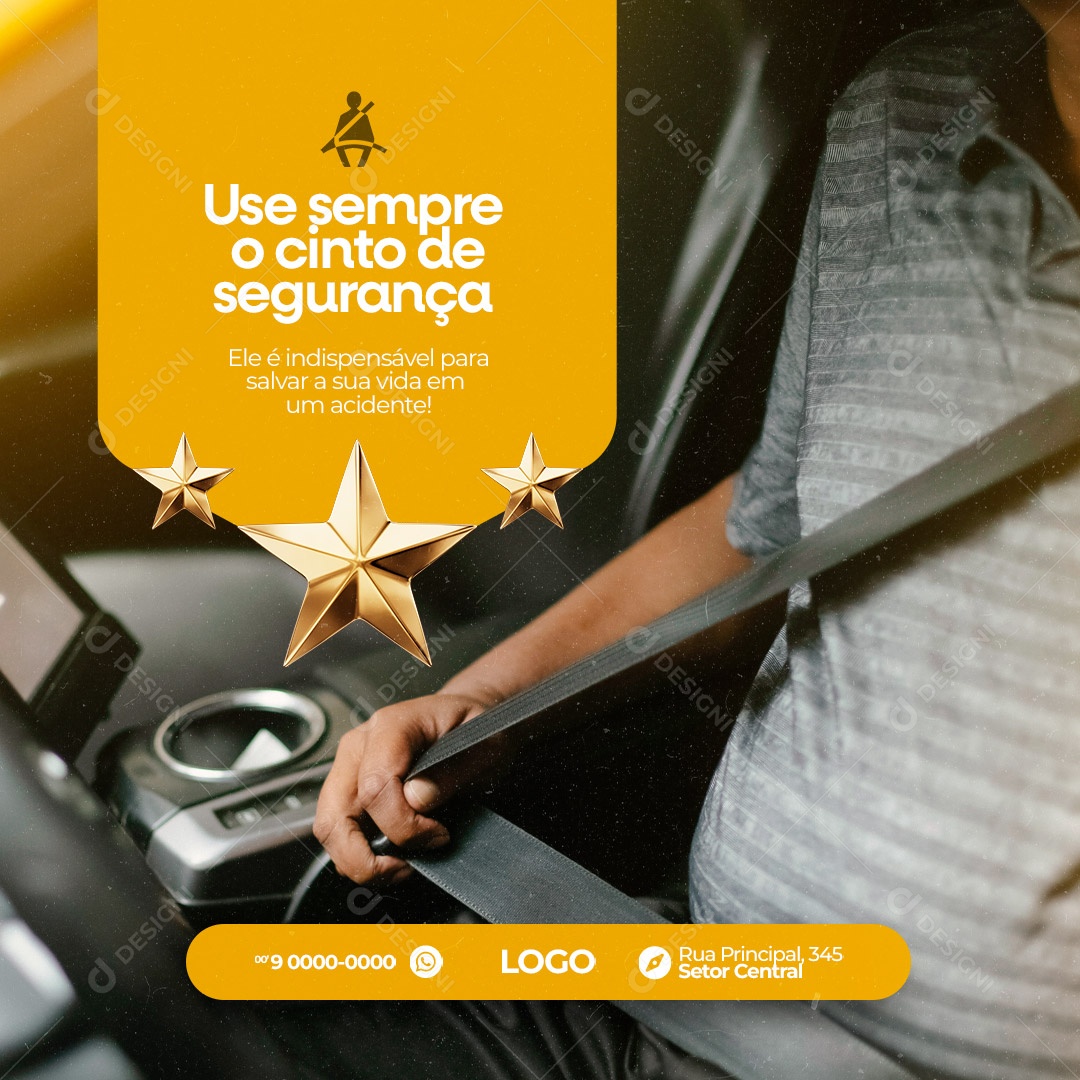 Use Sempre o Cinto de Segurança Autoescola Social Media PSD Editável
