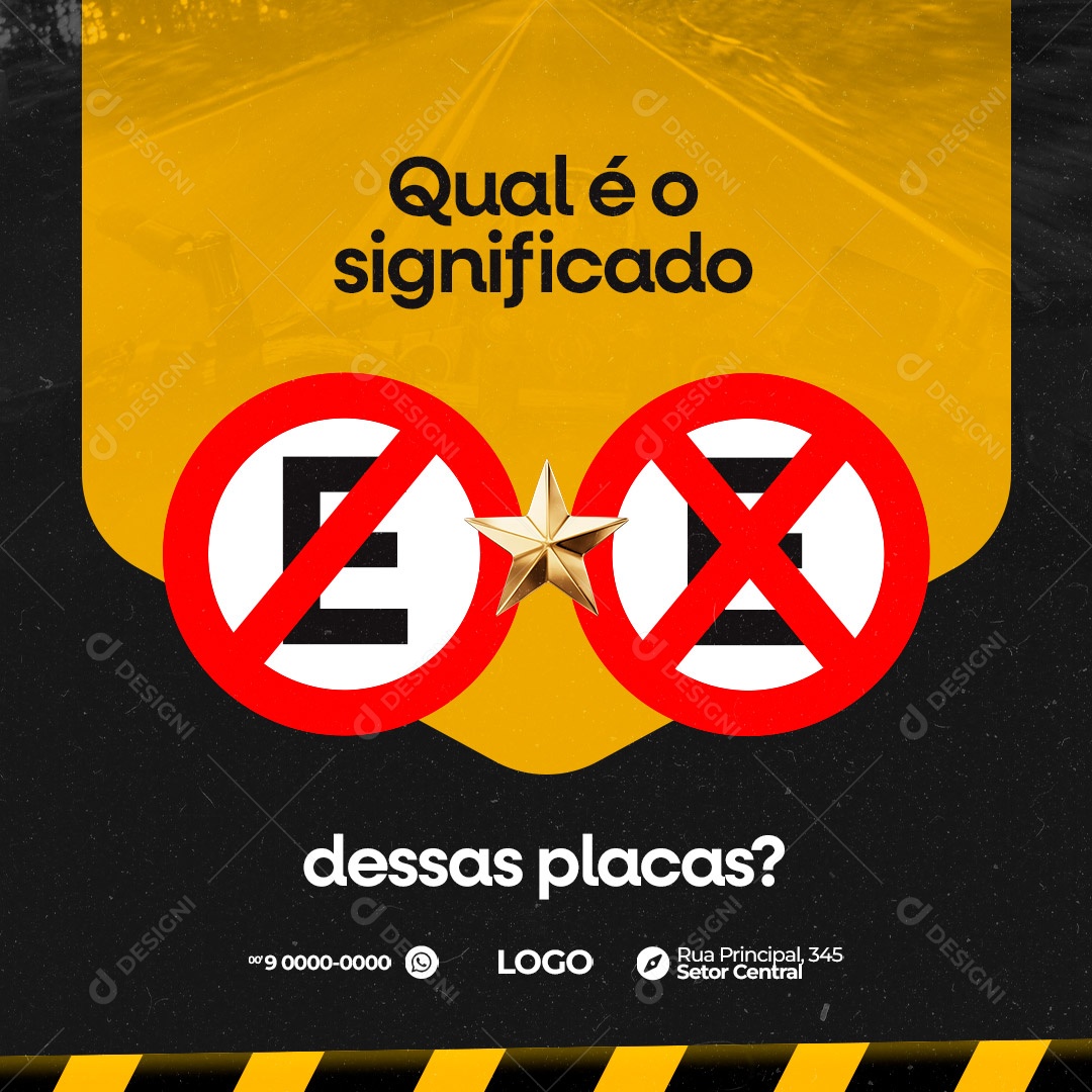 Qual o Significado Dessas Placas? Autoescola Social Media PSD Editável