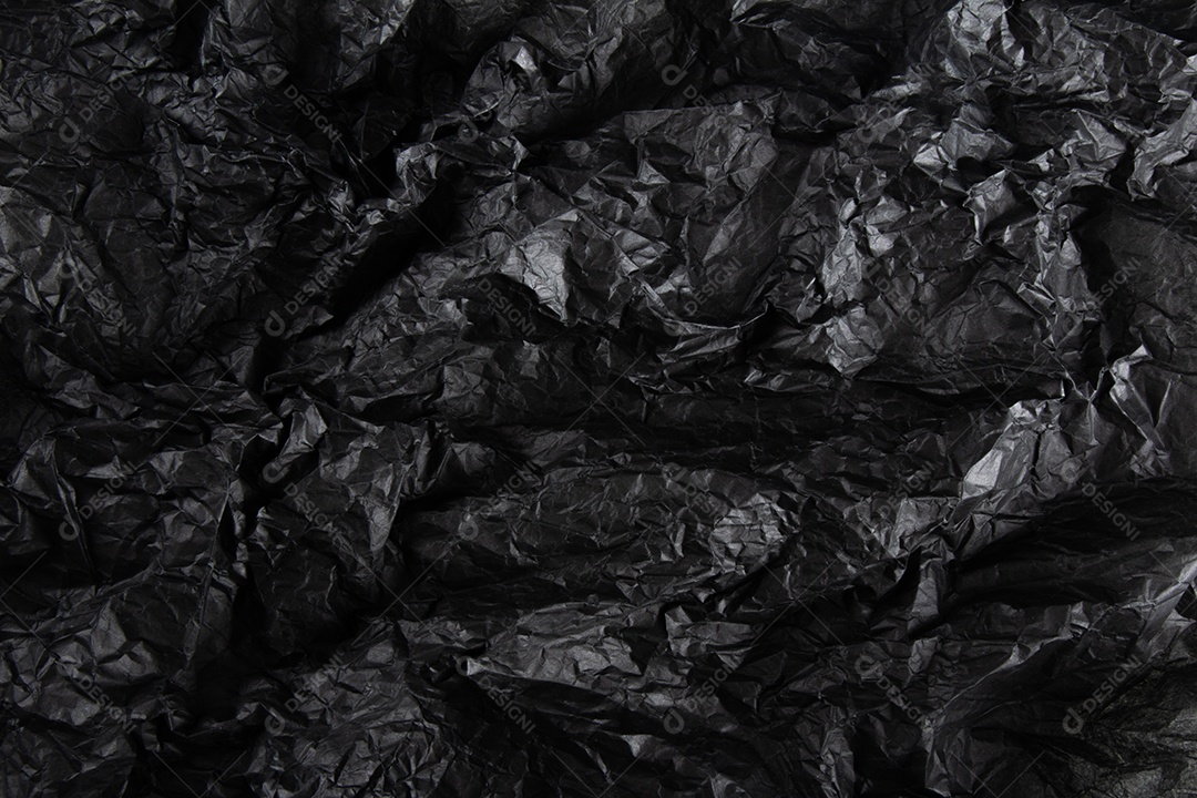Textura de papel amassado preto. plano de fundo texturizado ondulado.