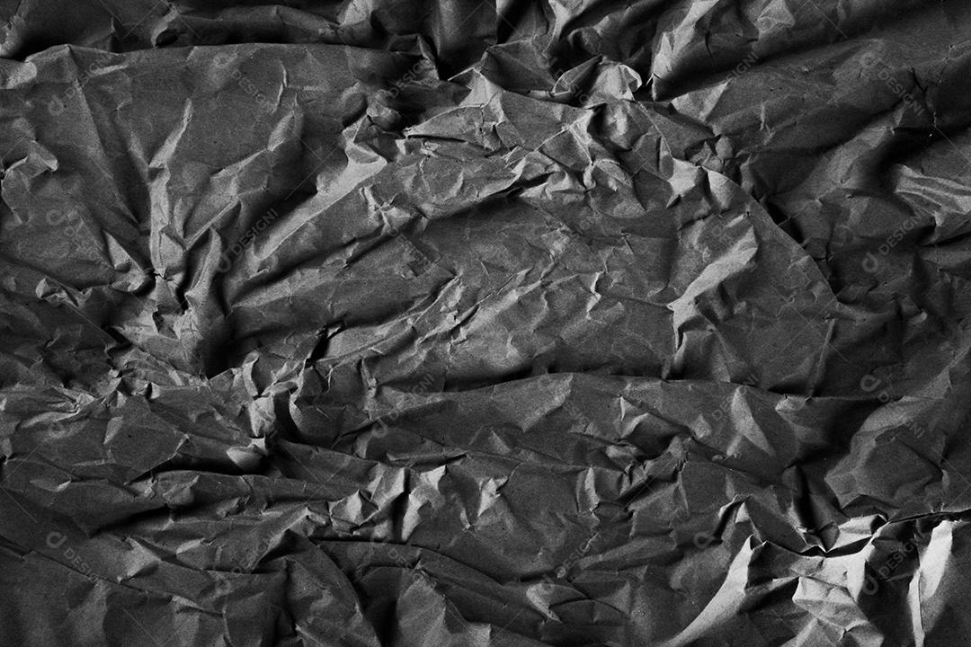 Textura de papel amassado cinza escuro. plano de fundo texturizado ondulado.