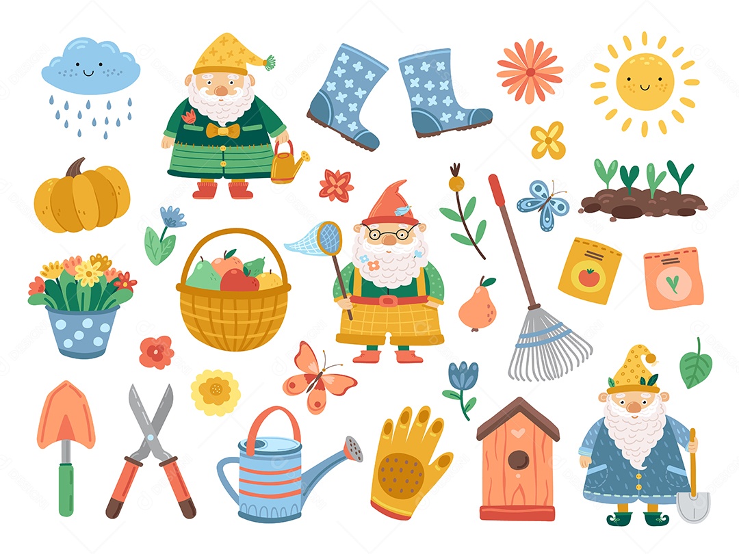 Ilustração Vetor Jardim Objetos EPS