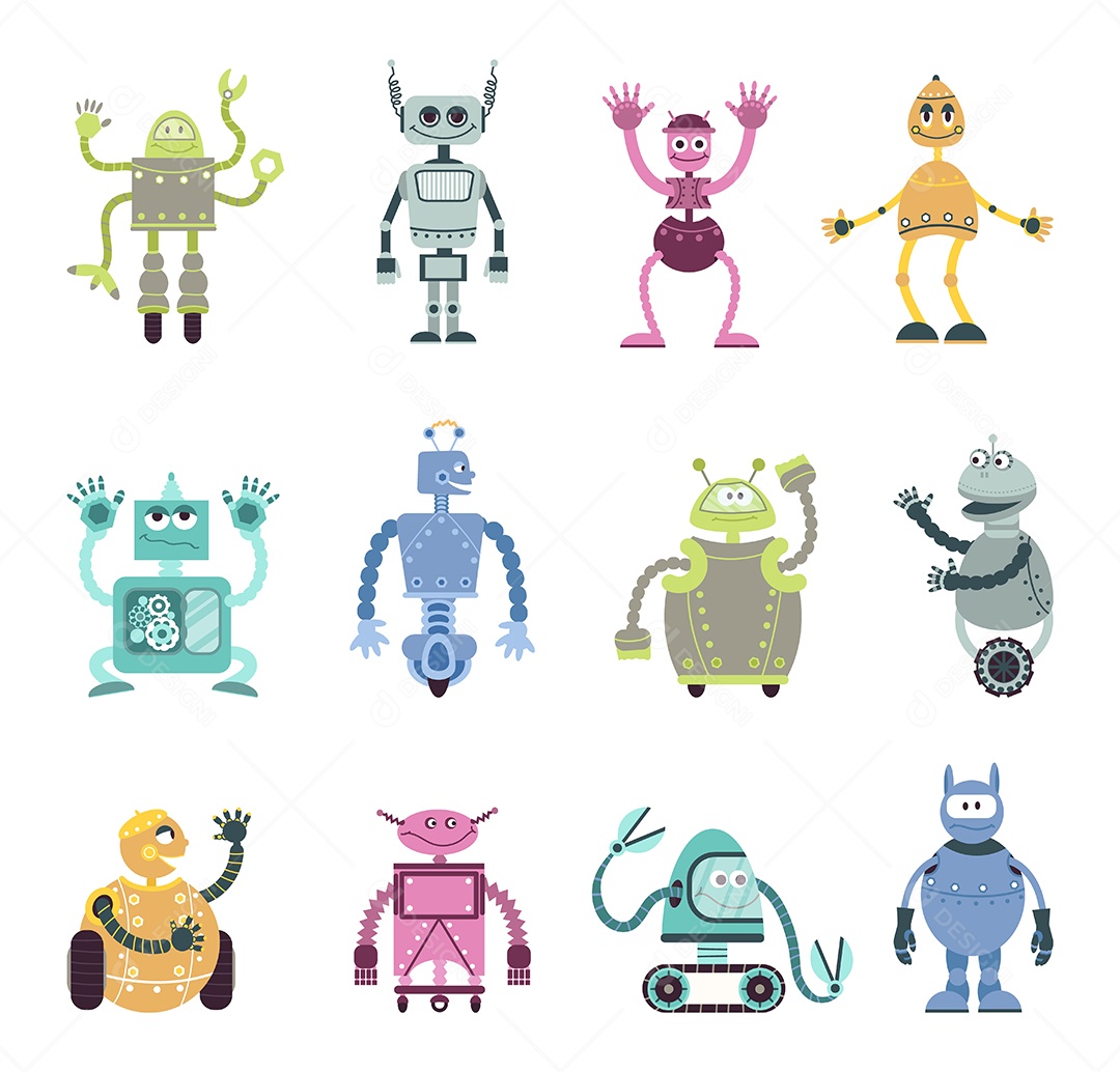 Ilustração Vetor Robôs EPS