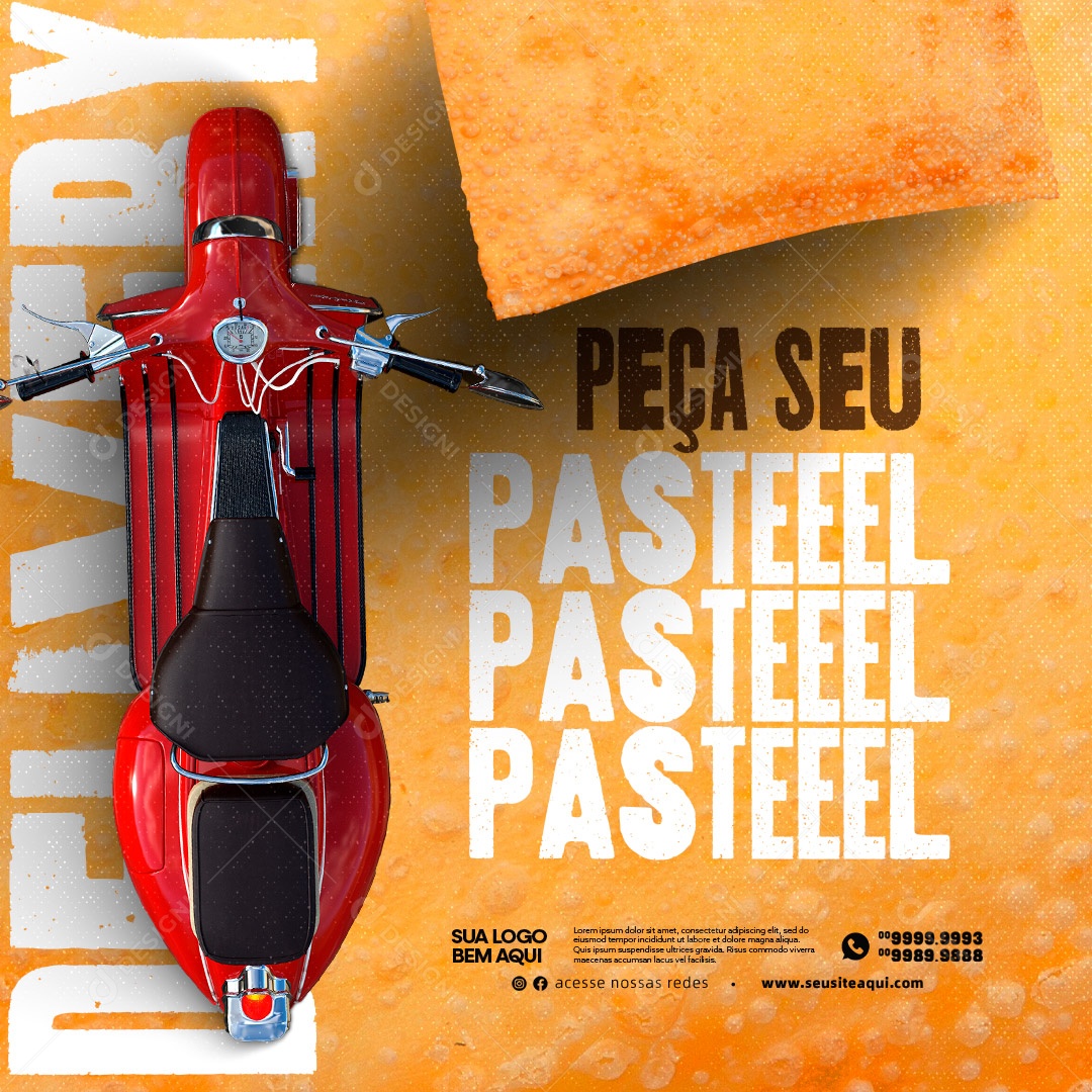Peça Seu Pastel Delivery! Pastelaria Social Media PSD Editável