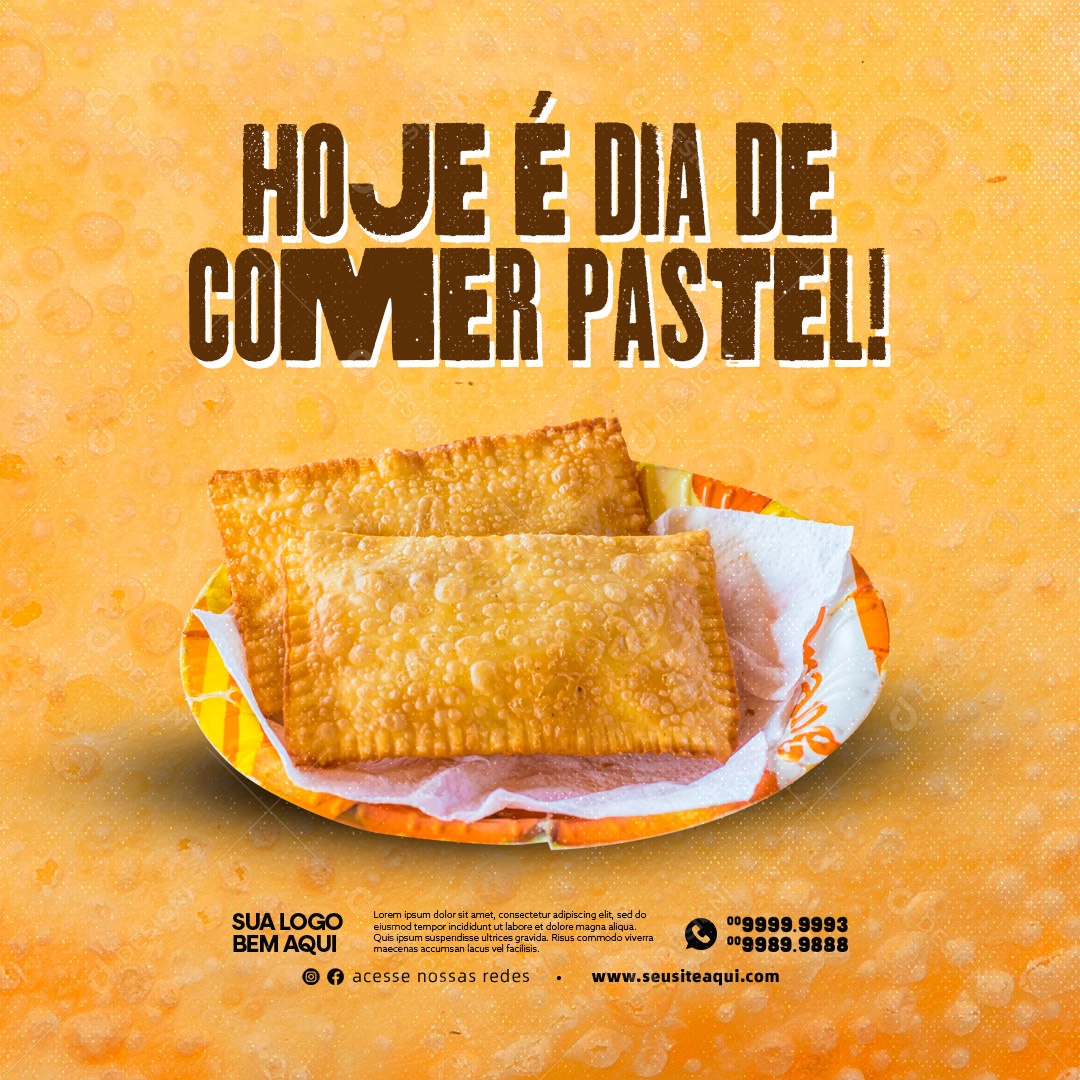 Hoje é Dia de Comer Pastel! Pastelaria Social Media PSD Editável