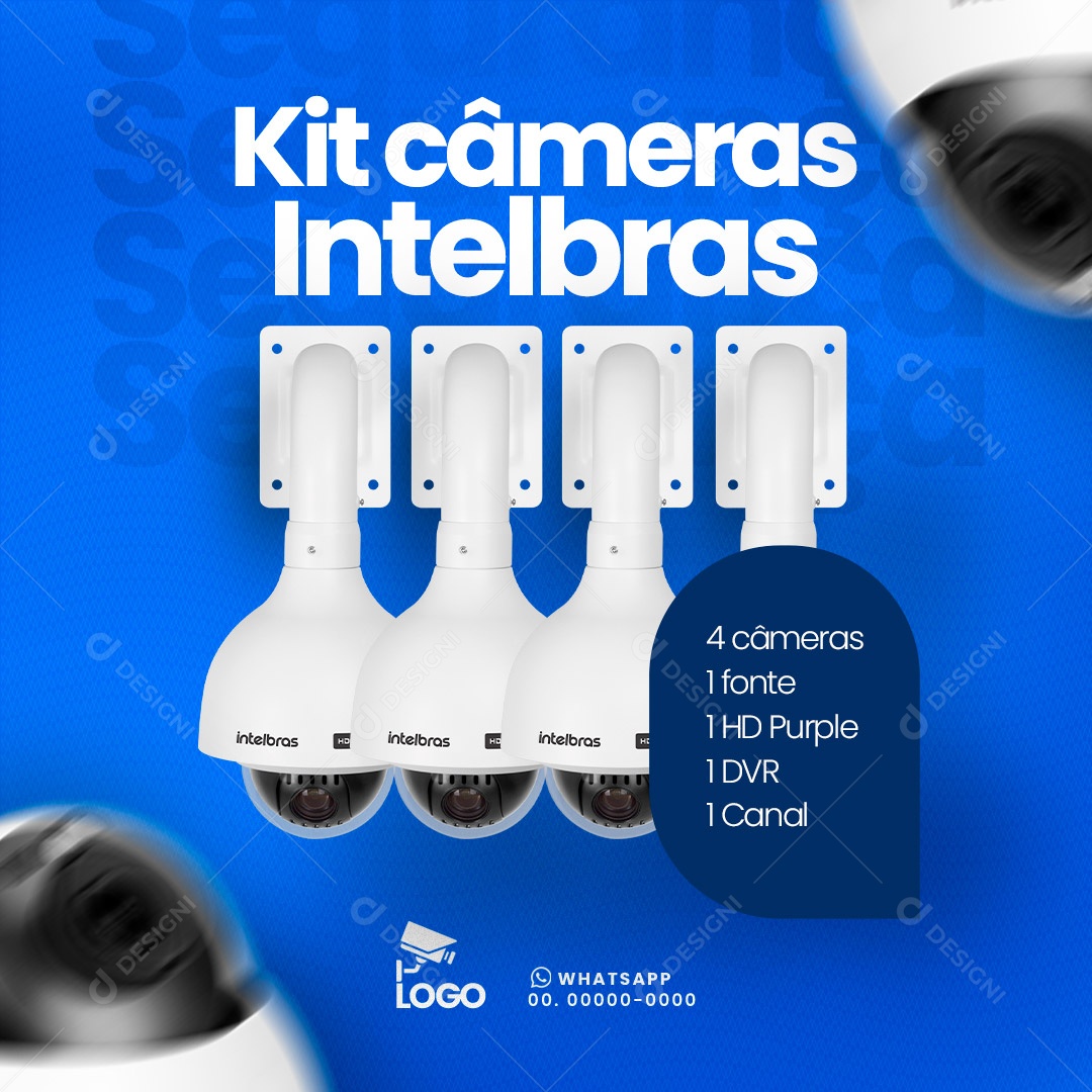 Kit de Câmeras Segurança Eletrônica Social Media PSD Editável