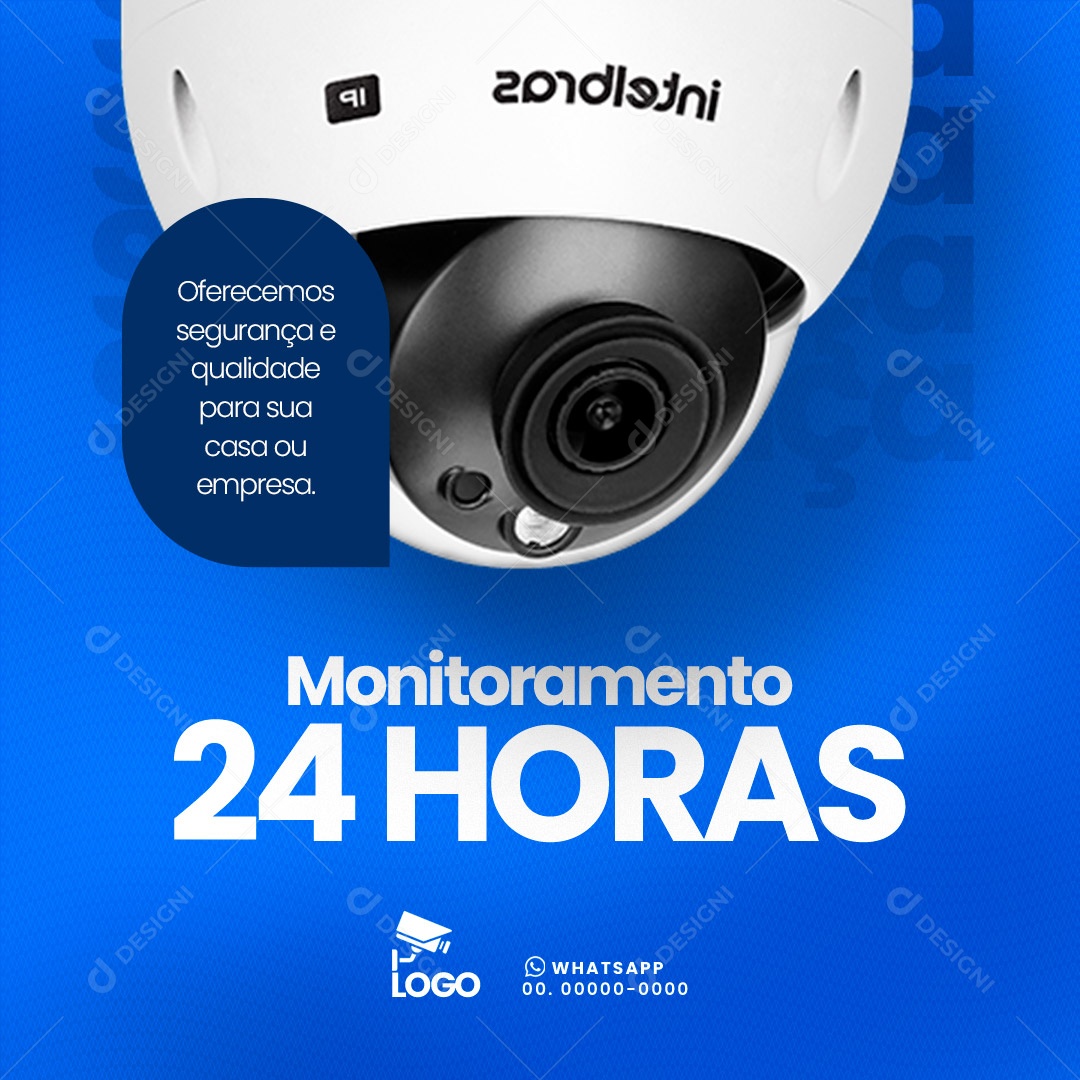 Segurança Eletrônica Monitoramento 24 Horas Social Media PSD Editável